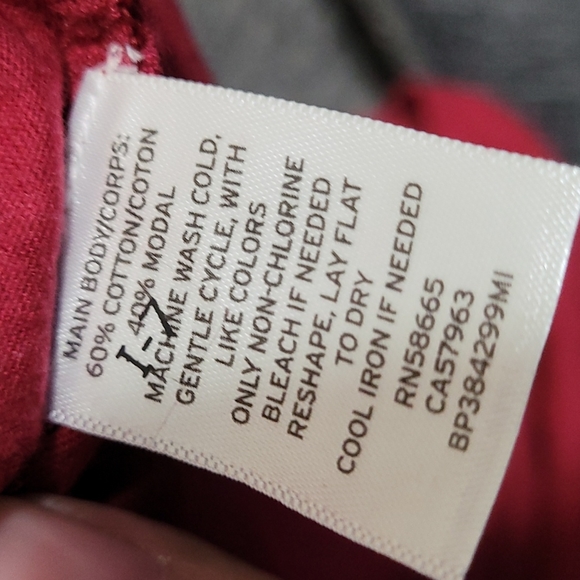 NWOT BP NORDSTROM Slouch Pocket Tee Long Sleeve Crew Red Cotton Modal XS - Picture 3 of 3